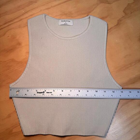 Babaton Aritzia Ribbed Cropped Tank Top Beige Small - Picture 4 of 5